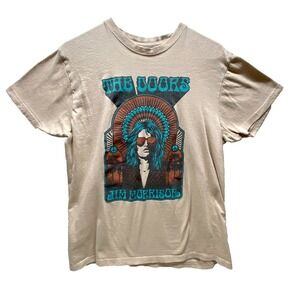 The Doors Jim Morrison Shirt Men's XL Beige Graphic Rock Music Band Tee (Read)